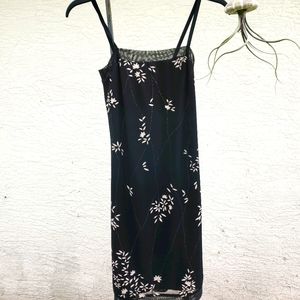 Sexy Black and tan floral Dress